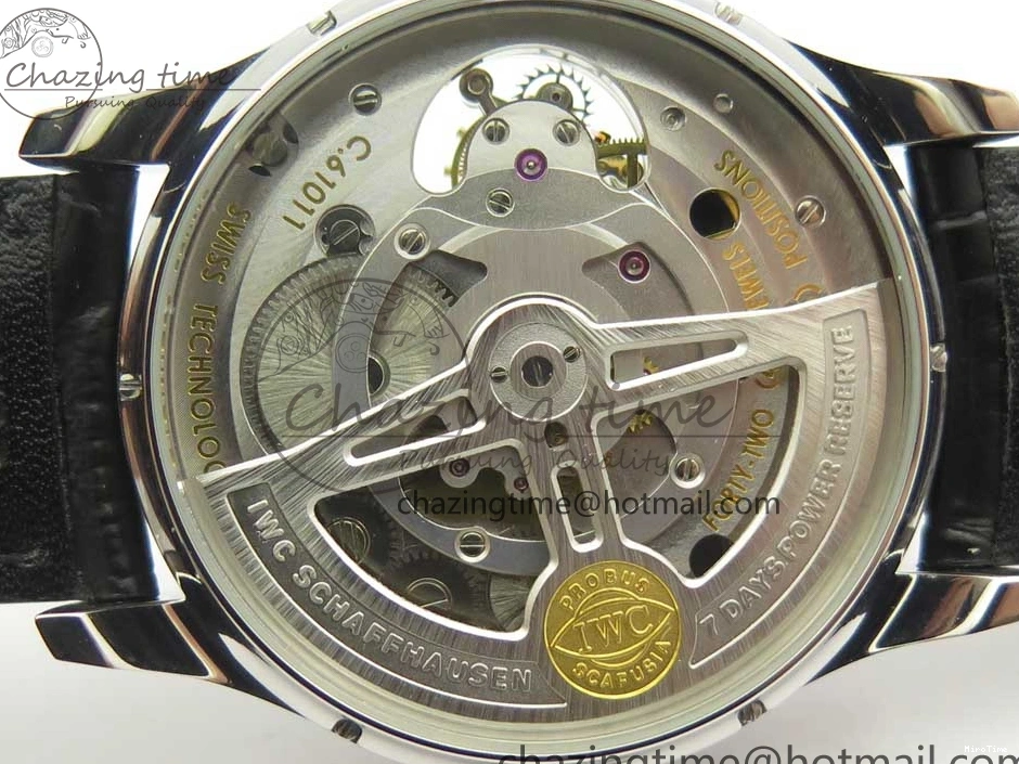 MIROTIME 0510 Efficient Portuguese Tourbillon IW5463 SS ZF Best Edition White Dial on Black Leather Strap 7170